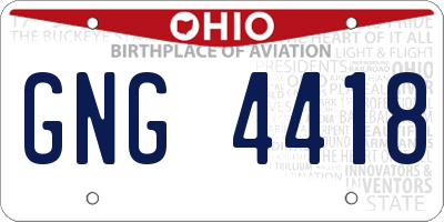 OH license plate GNG4418