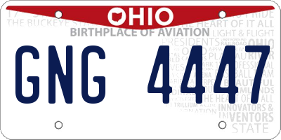 OH license plate GNG4447