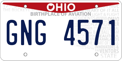 OH license plate GNG4571