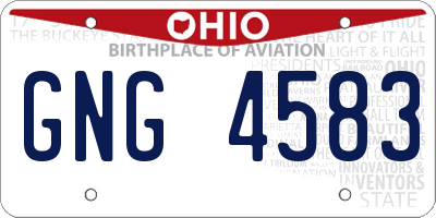 OH license plate GNG4583