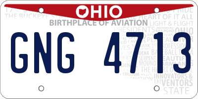 OH license plate GNG4713