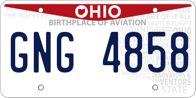 OH license plate GNG4858