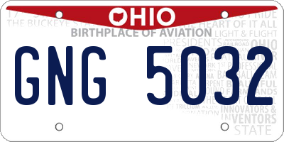 OH license plate GNG5032