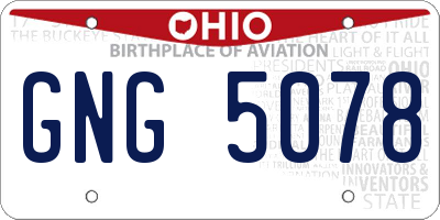 OH license plate GNG5078