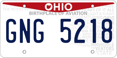 OH license plate GNG5218