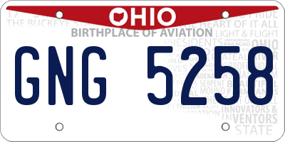 OH license plate GNG5258