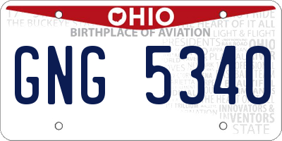OH license plate GNG5340