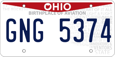 OH license plate GNG5374