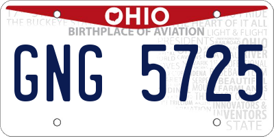 OH license plate GNG5725