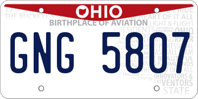 OH license plate GNG5807