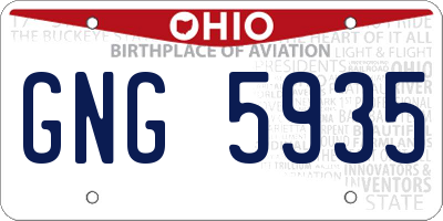 OH license plate GNG5935