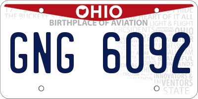 OH license plate GNG6092