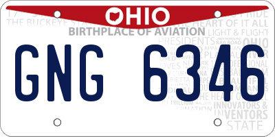 OH license plate GNG6346