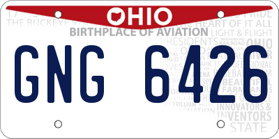 OH license plate GNG6426