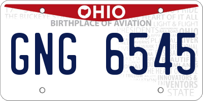 OH license plate GNG6545