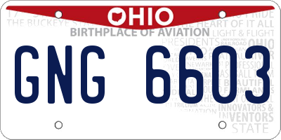 OH license plate GNG6603