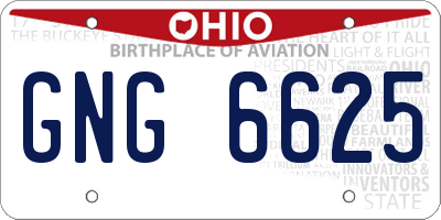 OH license plate GNG6625