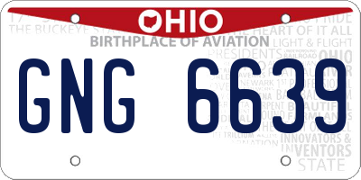 OH license plate GNG6639