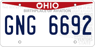 OH license plate GNG6692