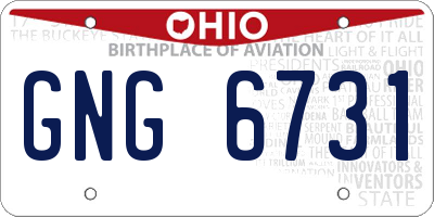 OH license plate GNG6731