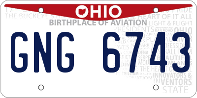 OH license plate GNG6743
