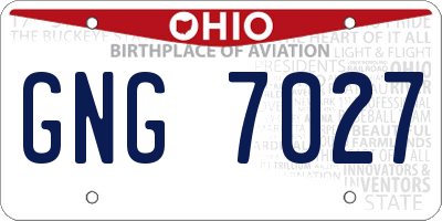 OH license plate GNG7027