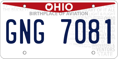 OH license plate GNG7081