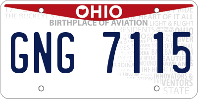 OH license plate GNG7115