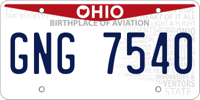 OH license plate GNG7540