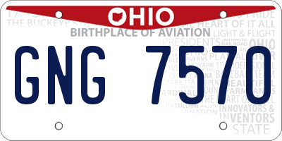 OH license plate GNG7570