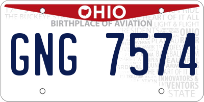 OH license plate GNG7574