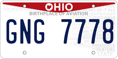 OH license plate GNG7778