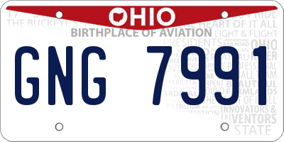 OH license plate GNG7991