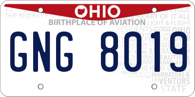OH license plate GNG8019