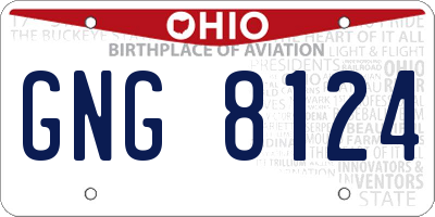 OH license plate GNG8124