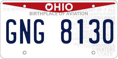 OH license plate GNG8130