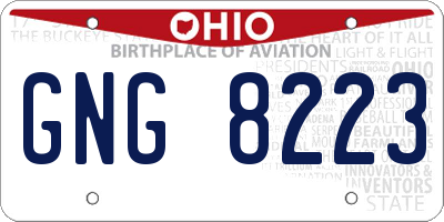 OH license plate GNG8223