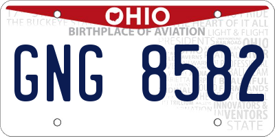 OH license plate GNG8582