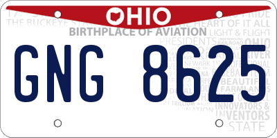 OH license plate GNG8625