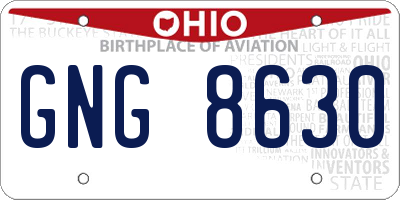 OH license plate GNG8630