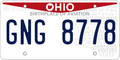 OH license plate GNG8778