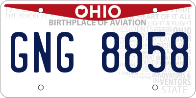 OH license plate GNG8858