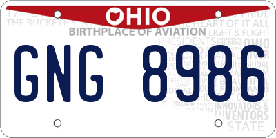 OH license plate GNG8986