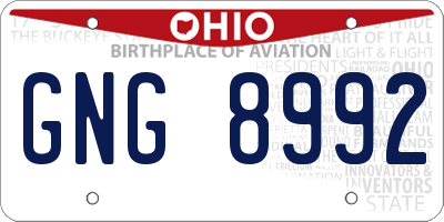 OH license plate GNG8992