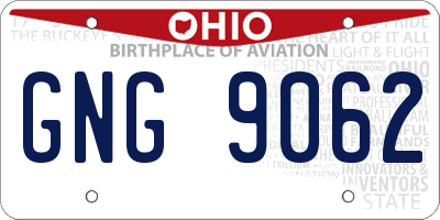 OH license plate GNG9062