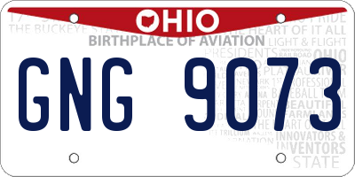 OH license plate GNG9073
