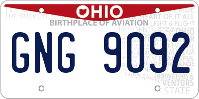 OH license plate GNG9092