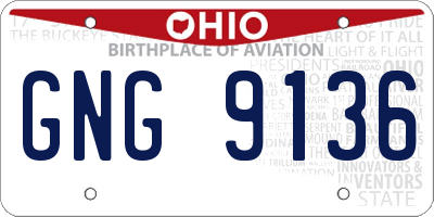 OH license plate GNG9136