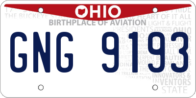 OH license plate GNG9193