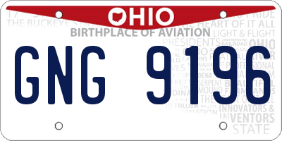 OH license plate GNG9196